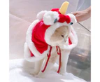 Pet Costume Red Color Dancing Lion Cosplay Clothing New Year Cat Cloak Winter Clothes Pet Clothes-L