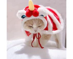 Pet Costume Red Color Dancing Lion Cosplay Clothing New Year Cat Cloak Winter Clothes Pet Clothes-M