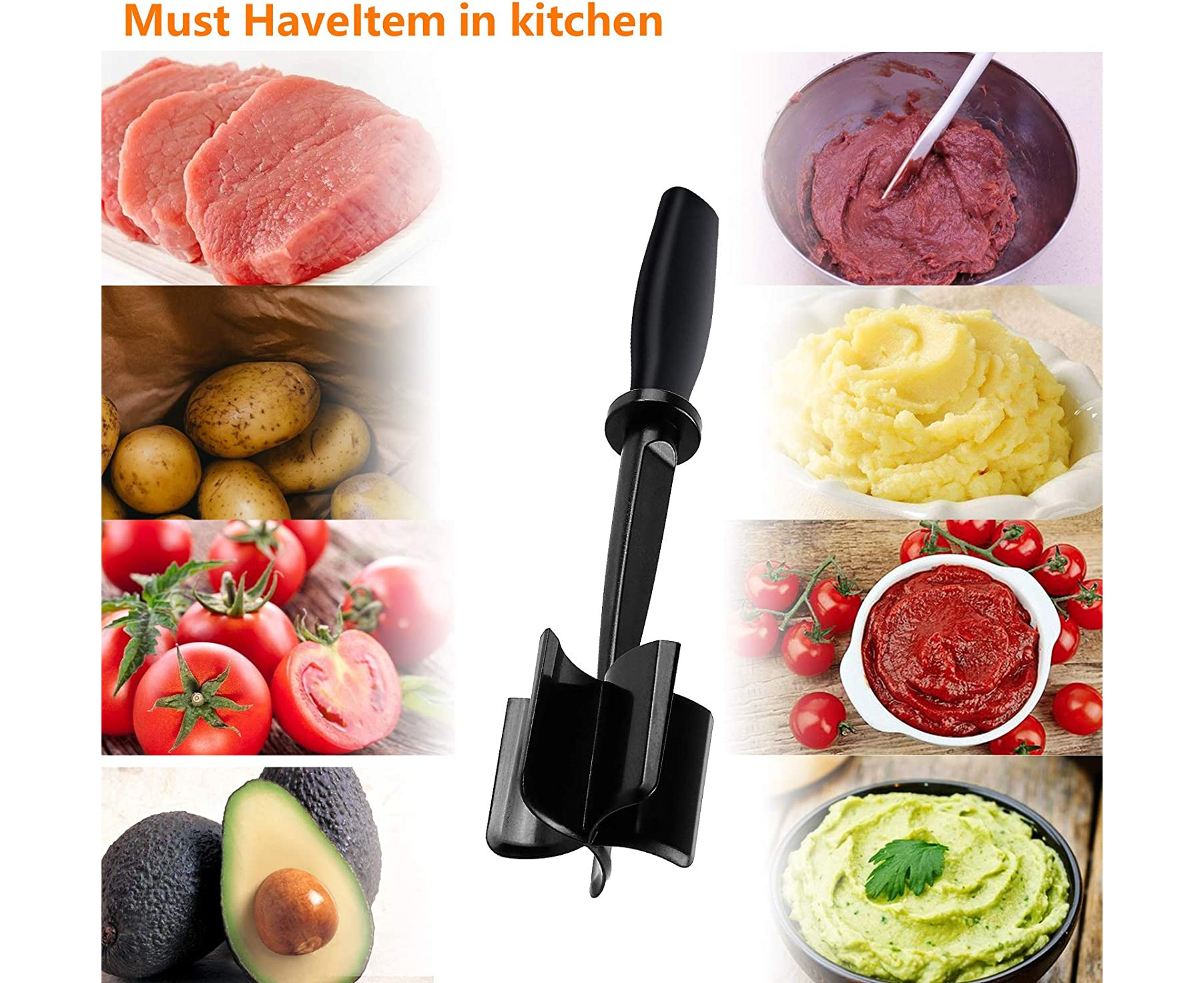  Meat Chopper, 5 Curve Blades Ground Beef Masher, Heat Resistant Meat  Masher Tool for Hamburger Meat, Ground Beef, Turkey and More, Nylon Hamburger  Chopper Utensil Non-scratch Utensils: Home & Kitchen