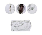 3 Pieces Makeup Bag Toiletry Bag Portable Cosmetic Pouch Travel Organizer Water-resistant for Women Marble - White