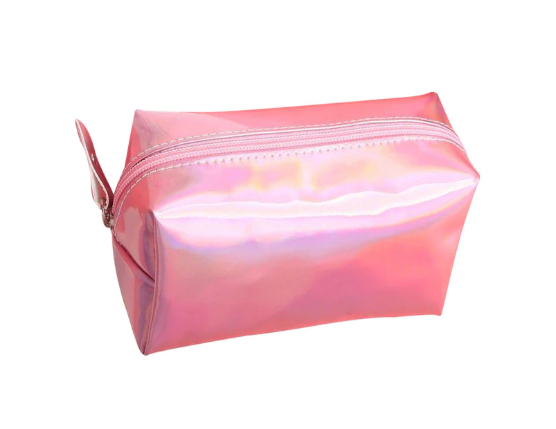 Clutch Bag With Small Square Bag Makeup Bag Iridescent Cosmetic Pouch Cosmetic Bag Portable Waterproof Toiletries Bag for Women Girls - Pink