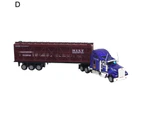1:65 Alloy Truck Model Realistic Simulated Detailed American Super Long Transport Truck Model for Adults D