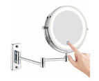 Wall Mounted Makeup Mirror, 10X Magnifying Double Sided LED Lighted Mirror, 360° Swivel Extendable Cosmetic Vanity