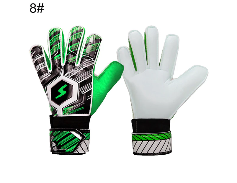 Adult Kids Football Soccer Goalkeeper Goalie Full Finger Hand Protection Gloves Green