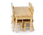 5Pcs Dining Table Chair Model 1:12 Dollhouse Miniature Wooden Furniture Toy Set Wooden Color