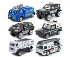 6Pcs 1/87 Diecast Special Polices Fire Truck Sliding Car Model Kids Toy Gift Fire Car