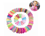 Pack of 100 10 Styles Scrunchies Multicolour Hair Elastic Bands Hair Rope Small Ponytail Holder for Children, Babies, Girls & Women - Combination 2