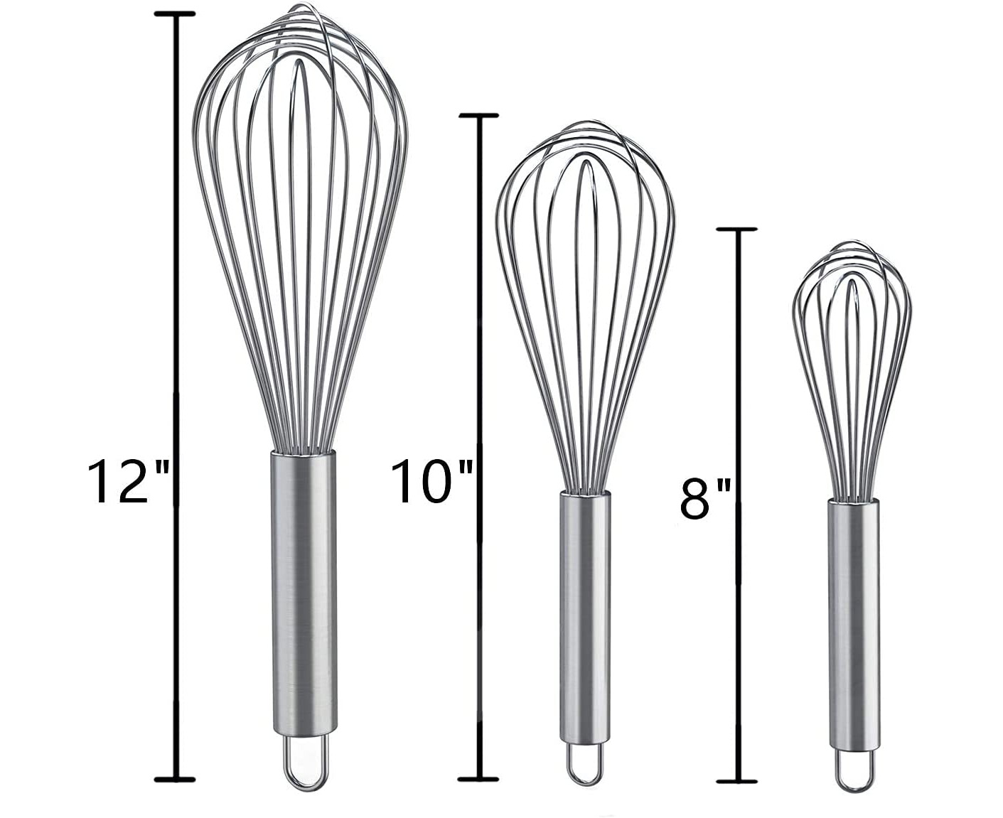 Whisks for Cooking, 3 Pack Stainless Steel Whisk for Blending, Whisking,  Beating and Stirring, Enhanced Version Balloon Wire Whisk Set, 8+10+12