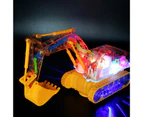 Excavator Toy Flashing Light and Music Simulation Model Electric Construction Engineering Vehicle Universal Drive Toy Children Gift Yellow