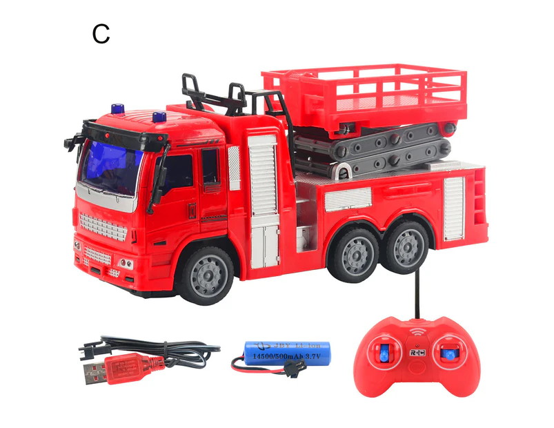 Remote Control Electric Spray Water Fireman Fire Truck Car Model Kids Toy Gift C