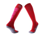 Adult Breathable Football Soccer Sports Training Men Sports High Tube Socks Red
