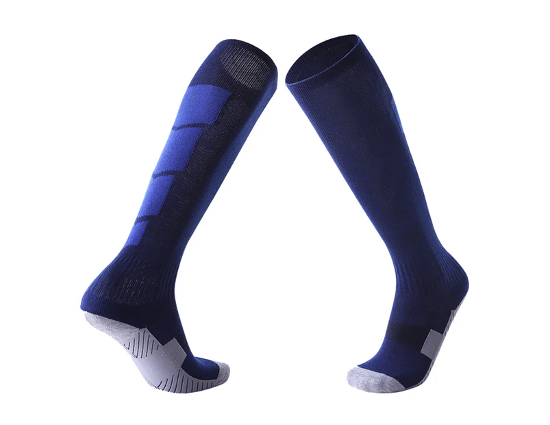 Adult Breathable Football Soccer Sports Training Men Sports High Tube Socks Royal Blue