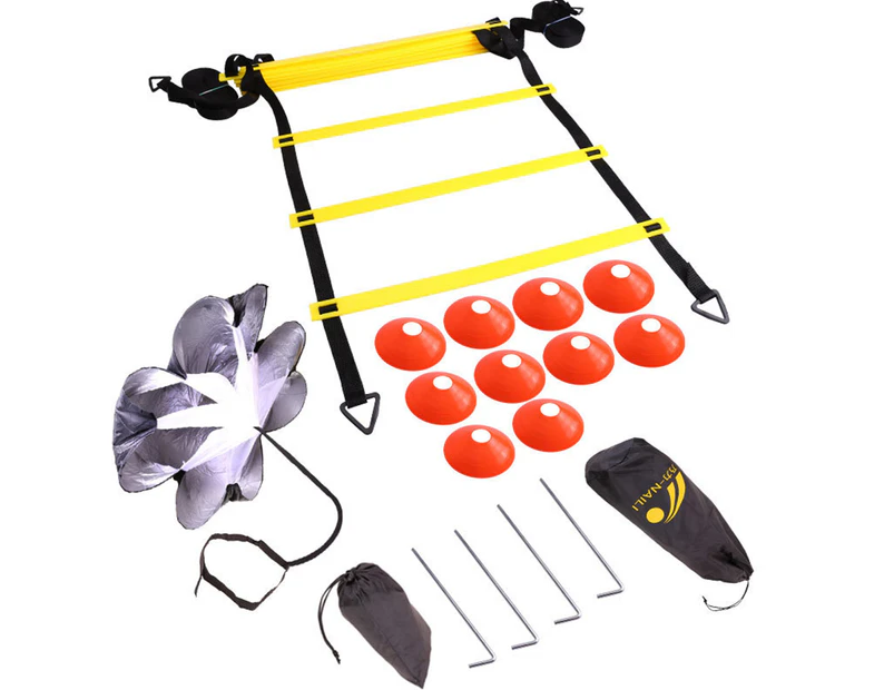 Speed Footaball Agility Ladder Training Equipment Set with Resistance Chute Orange