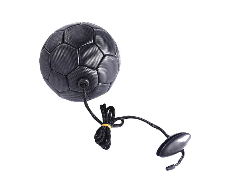 Size 2 Football Training Ball High-elastic Kick Resistant Solid Color Small Kids Student Practice Belt Soccer Ball for Beginner Black