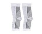 1 Pair Plantar Fasciitis Socks Arch Support Soft Breathable Nylon High Elastic Compression Foot Sleeve for Men White