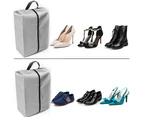 2 Pack Shoe Storage Organizer Bags Set, Waterproof Nylon Fabric-Sturdy - Grey