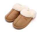 Womens Slipper Memory Foam Fluffy Soft Warm Slip On House Slippers - Khaki