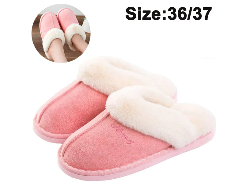 Womens Slipper Memory Foam Fluffy Soft Warm Slip On House Slippers - Pink