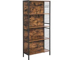 VASAGLE 4 Tiers Bookcase Office Storage Shelf Rustic Brown and Black