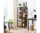 VASAGLE 4 Tiers Bookcase Office Storage Shelf Rustic Brown and Black