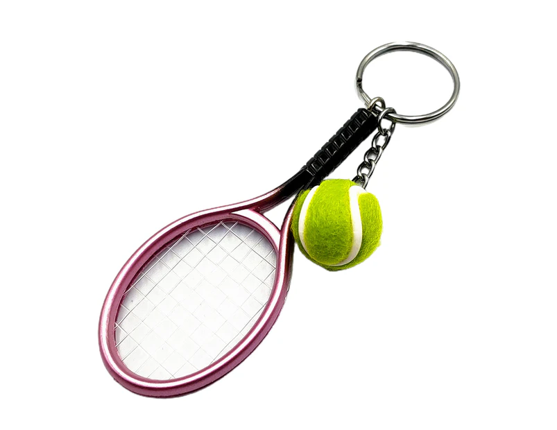 Simulation Mini Tennis Racket Ball Keychain Pendant Bag Key Ring Accessories Purple