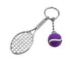 2Pcs Sports Fan Mini Tennis Keychain Pendant Bag Keyring DIY Crafts Accessories Green