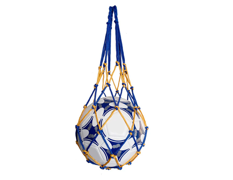 Net Bag Weaving Equipment Multi-colors Single Ball Mesh Bag for Gym Blue & Yellow