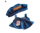 Doll Clothes Fine Workmanship Decorative Exquisite Doll Gold Color Label Denim Skirt Two Pieces for Household  A
