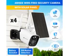 Solar-powered Security Camera WiFi Home CCTV Outdoor Surveillance System with Battery Weatherproof x4