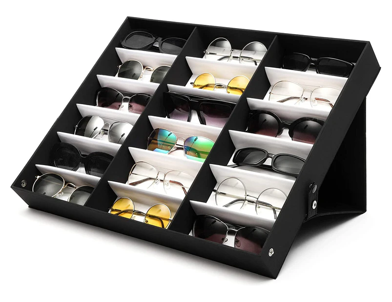 18 pcs Sunglasses Organizer Eyewear Display Storage Case Tray$Glasses Tray Sunglasses Display Case - 18 Slots Eyeglass Organizer Box Eyewear Holder Sunglas