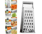 Stainless Steel Manual Cheese Grater Box 4 Sides with Container Box (Silver)