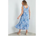 Rockmans Sleeveless Woven Tiered Maxi Dress - Womens - Tile