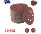 Youngly 10pcs 5 Inch 125mm Round Sandpaper Sanding Disc Eight Hole Disk Sand Sheets Grit 60 Hook and Loop Polish Abrasive Tools