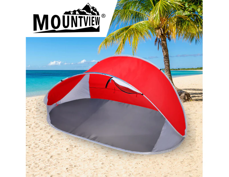 Mountview Pop Up Tent Camping Beach Tents 4 Person Portable Hiking Shade Shelter - Red