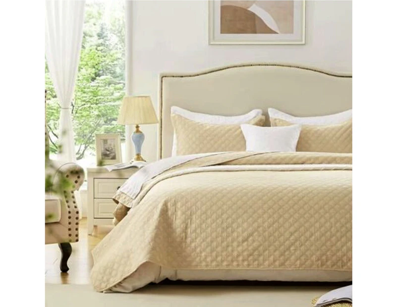 Charlie 3 Pce Lightly Quilted Polyester Embossed Coverlet Set Queen/King - Taupe
