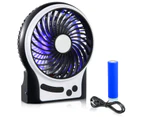3 Speeds Mini Desk Fan, Rechargeable Battery Operated Fan