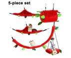 5pcs/set Hamster Hammock Small Animals Hanging Warm Bed House Cage Nest Accessories Cage Toy Leaf Hanging Tunnel - Red