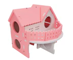 Hamster Hideout, Assemble Hamster Hut Villa, Cage Habitat Decor Accessories, Play Toys for Hamster Hamster Bedroom - Pink white