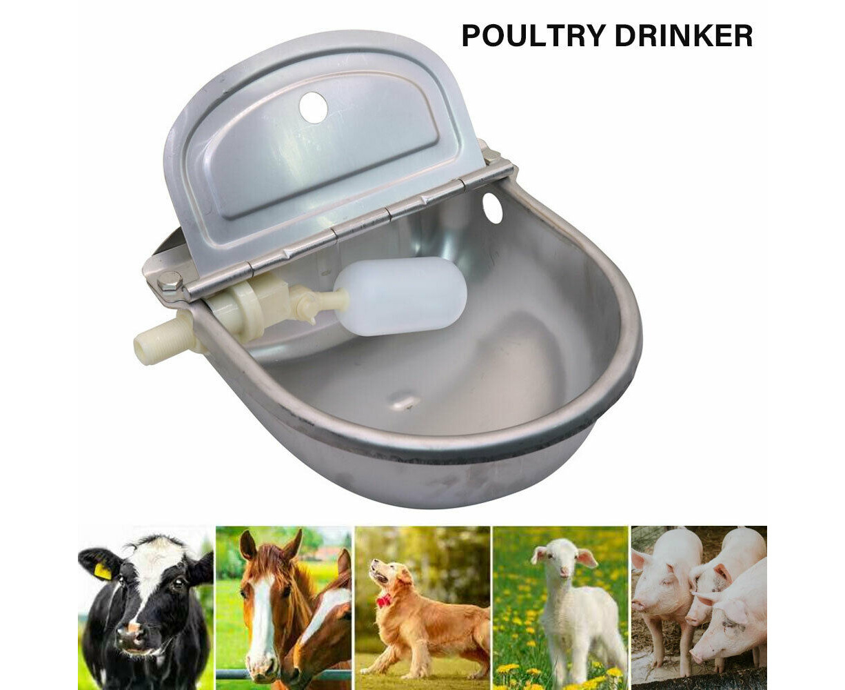 Automatic Water Bowl Dispenser for Dog Large Size Stainless-Steel Waterer  Feeder Self Filling Trough for Poultry and Livestock