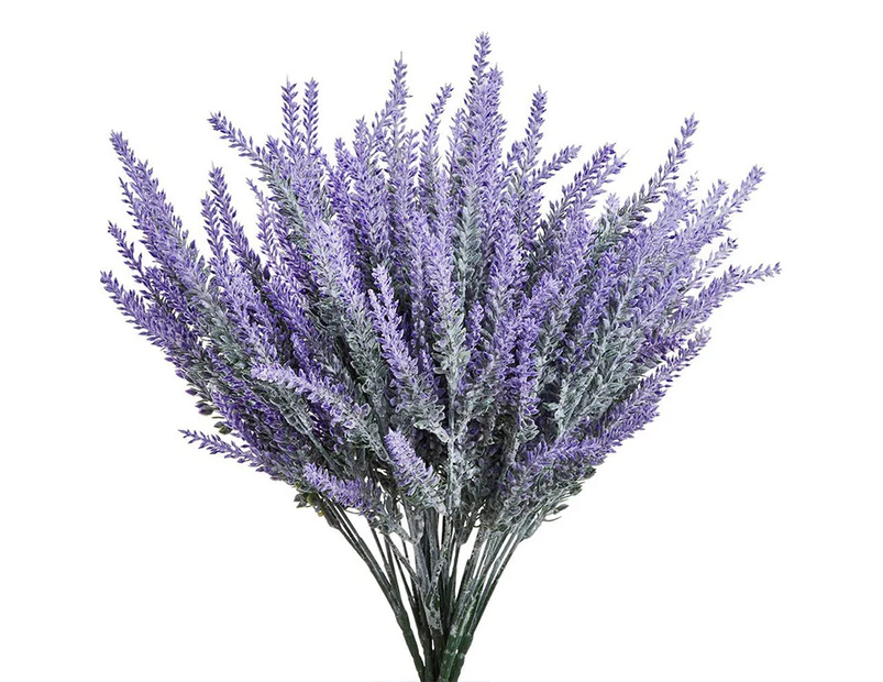 12 Bundles Fake Flowers Artificial Lavender Faux Plastic Purple Flowers for Home Wedding