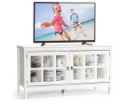 Giantex TV Stand Entertainment Center w/Glass Doors Media Console Adjustable Shelf for Living Room Bedroom, White