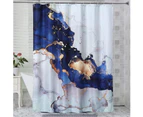 Luxury Blue Modern Stall Fabric Shower Curtain Navy Marble Abstract Art Painting Small Bathroom Shower Curtain Sets Waterproof Bath Curtain - Blue