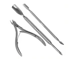 3Pcs Nail Tool Cuticle Nipper Spoon Pusher Cutter Clipper Trimmer Set