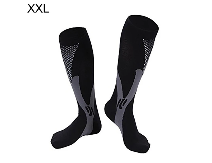 Outdoor Running Sports Breathable Nurses Athletic Compression Calf High Socks Black