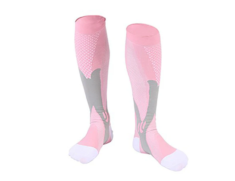 Outdoor Running Sports Breathable Nurses Athletic Compression Calf High Socks Pink