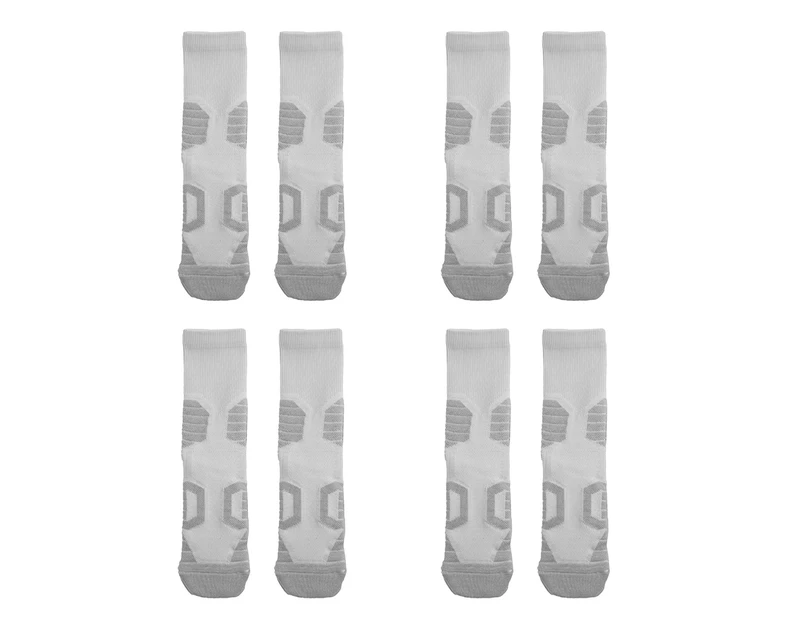 4 Pairs Athletic Socks Quick Drying Moisture Wicking Polyester Performance Cushion Men's Sports Hiking Socks for Cycling Grey