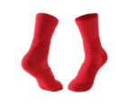 4 Pairs Athletic Socks Quick Drying Moisture Wicking Polyester Performance Cushion Men's Sports Hiking Socks for Cycling Red