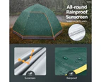 4 Man Beach Tent Shelter Instant Pop Up Camping Family Dome Sun Shade Hiking Picnic Outdoor 240x240x135cm Green OGL