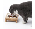 Bamboo And Wood Ceramic Cat Bowl Pet Supplies, Specification: Single Bowl