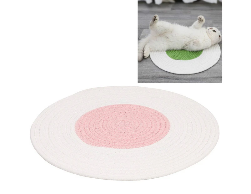 Pet Cat Litter Cotton Thread Woven Cat Grinding Claw Mattress Cool Cat Scratching Blanket(Pink)
